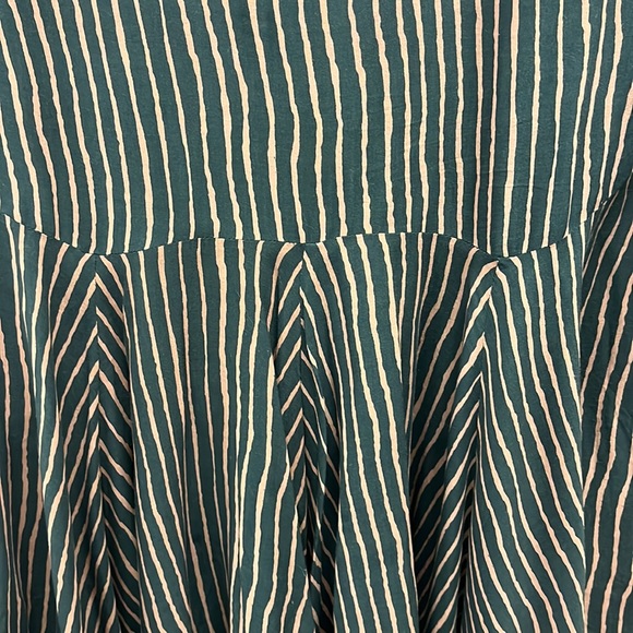 Natalie Martin Fit & Flare Ruffled Plunge Front Long Sleeve Striped Mini Dress S - Picture 7 of 9